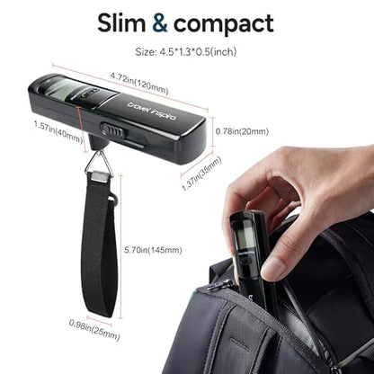 Battery-Free Luggage Scale – No Batteries Needed, Portable Digital Hanging Suitcase Weight Scale for Air Travel & Checked Bags, 110lb/50kg, LCD Display, Compact Travel Accessory - color: Black