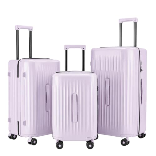 Luggage Sets 3 Piece Suitcase Spinner Hardshell TSA Lock,Purple - color: Purple