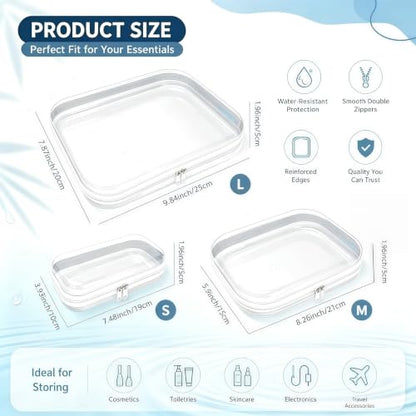Clear Hard Shell Zipper Case, 3 Pack Travel & Diaper Bag Organizer Pouches - size: SML