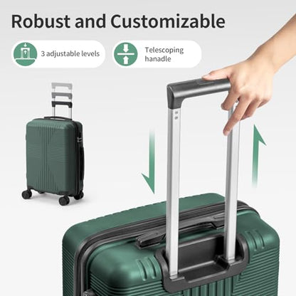 Karl home Luggage Sets 4 Piece, Dark Green, 16/20/24/28" - color: Dark Green, size: 4 Piece Set (16in/20in/24in/28in)