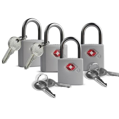 TSA Locks for Luggage, Suitcase, Small Padlock with Key, Metal - color: Gray