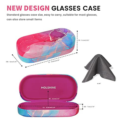 molshine Hard Shell Sunglasses Case,Classic Large Glasses Case for Women Men,Sunglass Eyeglasses - color: Pink