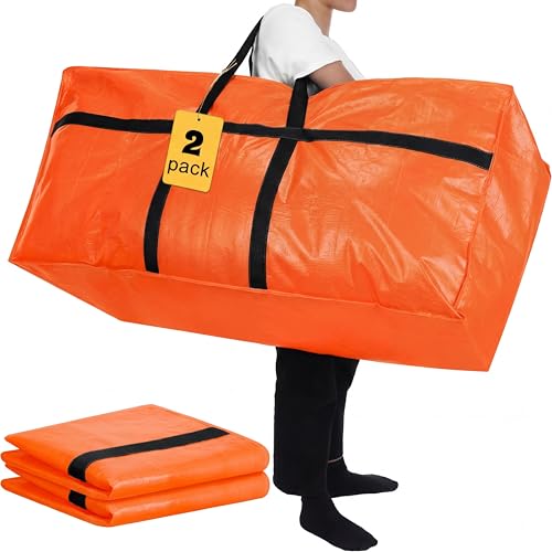 2 Pcs 66 Gallon Large Moving Storage Bags with Zipper, Orange - color: Orange