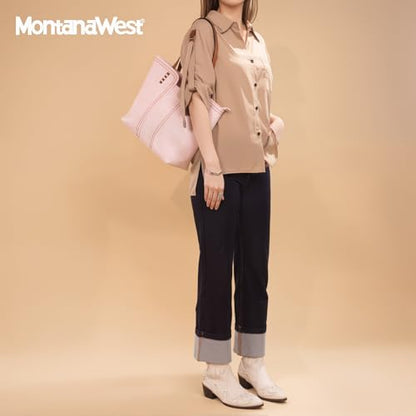Montana West Tote Bag for Women Top Handle Satchel Purse - color: Cherry Blossom