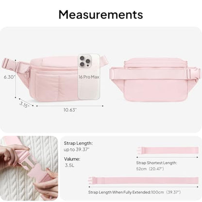 TOPEAST Waist Pack 3.5L Fanny Packs with Water Bottle Holder, Large Capacity Travel Belt Purse Anti-Theft RFID Blocking, Pink Fluffy Crossbody Sling Bag for Hiking Walking - color: Pink