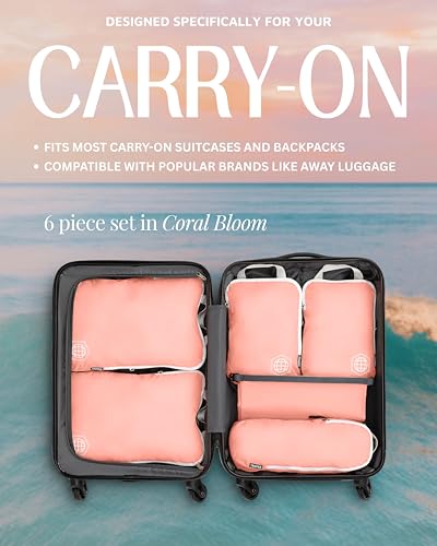 TRIPPED Travel Gear Compression Packing Cubes for Carry-On Travel 6-Pack - color: Pink, size: 6 Piece