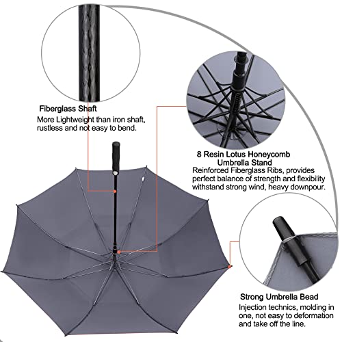 G4Free 47/54/62/68/72 Inch Golf Umbrella Windproof Auto Open Large Umbrella - color: Grey, size: 68 inch