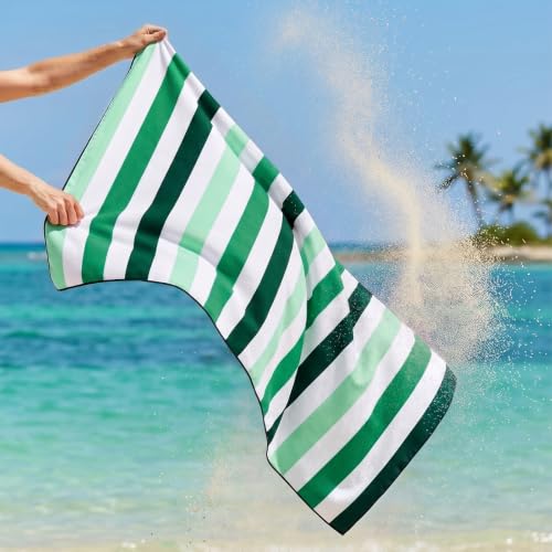 Exclusivo Mezcla Microfiber Quick Dry Large Beach Pool Towel - color: Stripe-forest Green, size: 30" x 60"