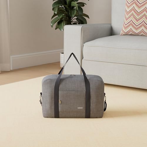 Narway Personal Item Travel Bag, Carry on Foldable Duffle Bag for Women Men - color: ZA-Thick Grey