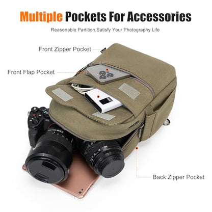 Cwatcun Large Canvas Sling Bag, Crossbody Chest Bag with Tripod Holder - color: Green, size: Large