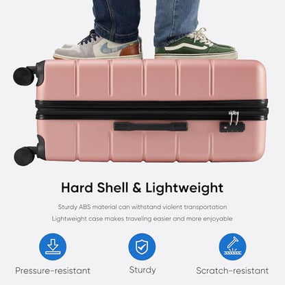 OLIXIS 20 Inch Carry-On Luggage, Hardside Suitcase with Spinner Wheels, Lightweight ABS Hard Shell Travel Luggage, TSA Approved Lock, Expandable Small Suitcase for Business & Travel–Pink - color: Pink, size: 21 IN