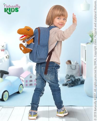 Naturally KIDS Toddler Backpack w. Plush T-rex Brown Toy, Gift 5-7, Medium - color: 01 Dinosaur, size: Medium