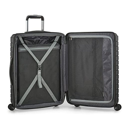 Traveler's Choice Archer Polycarbonate Hardside Spinner Luggage Set, Tie Down Straps, Grey, Checked 29-Inch - color: Grey, size: 1-Piece (Checked 29-Inch)