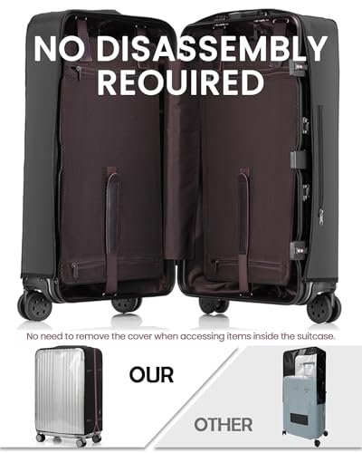 No Disassembly Suitcase Covers for Luggage - Clear PVC Luggage Cover, Transparent Suitcase Protector Cover Fit 19-30 Inch - size: XL