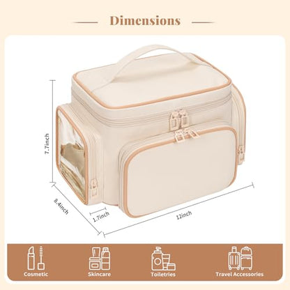Bagmoly Large Makeup Bag, Travel Makeup Cosmetic Bag for Girls, White - color: 02-White, size: Medium