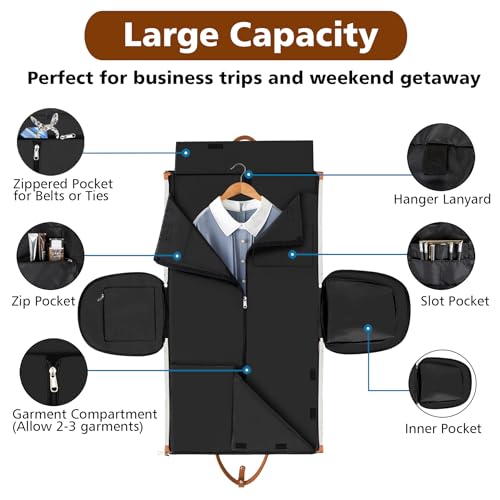 Convertible 2-in-1 Garment Bags for Travel with Waterproof Shoe Compartment - color: White