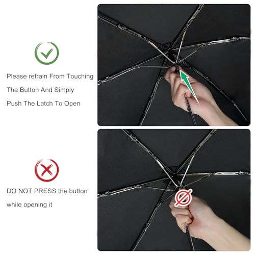 Travel Umbrella Compact Small Folding Windproof Lightweight for Women - color: 02.Black 2pcs