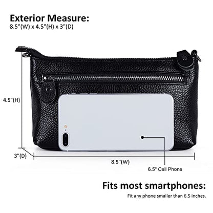 befen Genuine Leather Small Crossbody Bags for Women Wristlet Wallet Purses - color: Multi-pocket Black