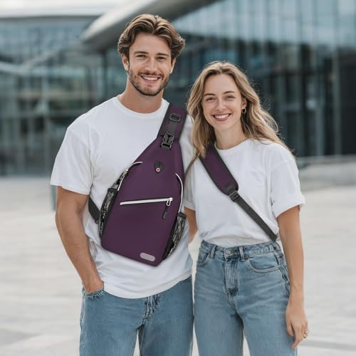 MOSISO Small Sling Bag for Men, Crossbody Shoulder Chest Daypack Bag - color: Purple