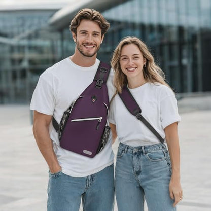 MOSISO Small Sling Bag for Men, Crossbody Shoulder Chest Daypack Bag - color: Purple