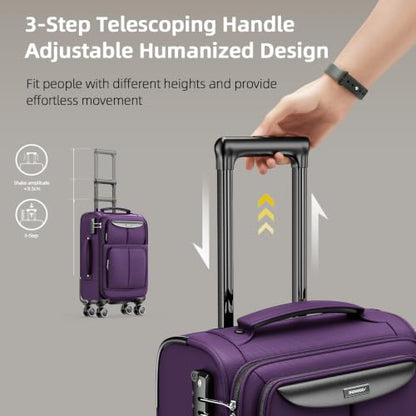 SHOWKOO Luggage Sets 3 Piece Softside Expandable Durable Suitcase Sets - color: Purple