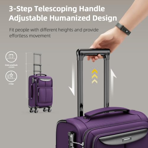 SHOWKOO Luggage Sets 3 Piece Softside Expandable Durable Suitcase Sets - color: Purple