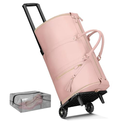 Ytonet Rolling Garment Bags for Travel, Convertible Carry On Garment Bag - color: Pink, style: Roller