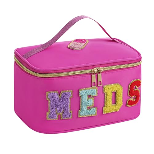 uekeboag Chenille Letter MEDS Nylon Makeup Bag(15Hot Pink) - color: 15Hot Pink