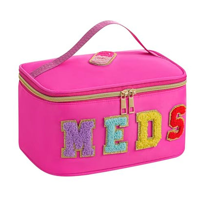 uekeboag Chenille Letter MEDS Nylon Makeup Bag(15Hot Pink) - color: 15Hot Pink
