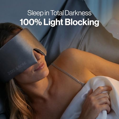 Dore & Rose Deep Sleep Mask, 100% Pure Silk Eye Mask for Sleeping - color: Charcoal