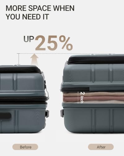 TAKUMI Suitcases with Wheels, Expandable Carry on Luggage, Navy, 20 Inch - color: Navy, size: 20 Inch - Single