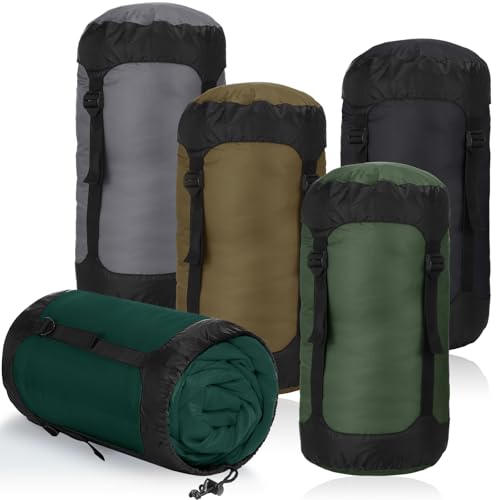 5 Pcs Compression Sacks for Backpacking 20l - color: Earth Tones