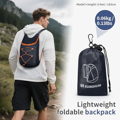 20L Small Hiking Backpack Lightweight Packable Daypack Navy | Foldable Day Pack for Men Women Functional Style Small Outdoor Backpack Waterproof for Travel Camping Mountaineering - color: Navy Blue