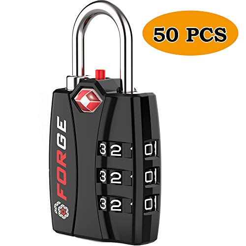 Forge TSA Approved Luggage Locks, Open Alert TSA Locks, 50 Locks Pack. - color: Black 50PK