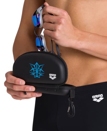 ARENA Unisex Adult Swim Goggle Case for Swimmers Protective Hardcover Carrying Case Clip for Backpacks - color: All Black