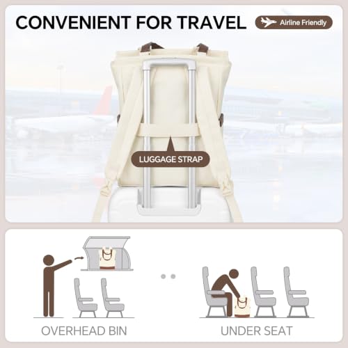 EMPSIGN Tote Backpack for Women, Work & Travel Bag, Fits 15.6" Laptop - color: Apricot/Coffee