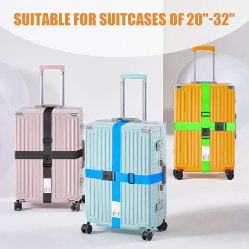 BILIONE Luggage Straps for Suitcases, Adjustable Lockable Suitcase Straps - color: Lucky Purple, size: 2 Pack