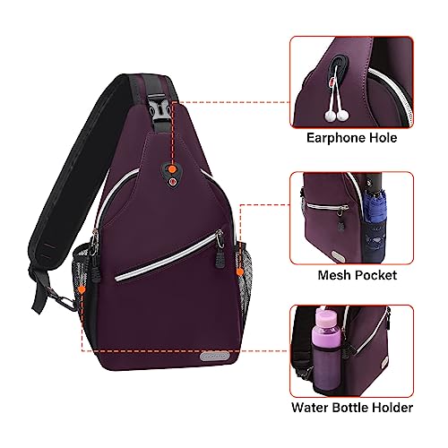 MOSISO Small Sling Bag for Men, Crossbody Shoulder Chest Daypack Bag - color: Purple