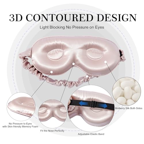 ZIMASILK Adjustable 22 Momme 100% Pure Mulberry Silk Sleep Mask - color: Pink-adjustable