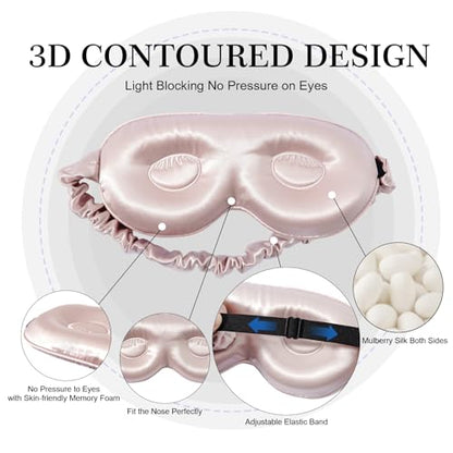 ZIMASILK Adjustable 22 Momme 100% Pure Mulberry Silk Sleep Mask - color: Pink-adjustable