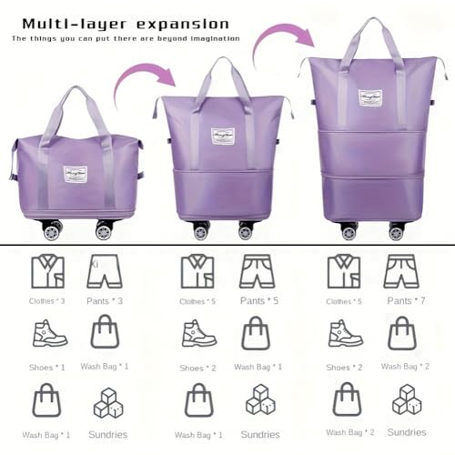 360° Spinner Wheel Duffel Bag, Violet - color: violet