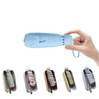 BAODINI Mini Travel Umbrella with UV Sun Protection, Compact Pocket-Size - color: A-1 Pack Light Blue