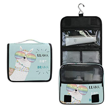 senya Hanging Travel Toiletry Bag Kit Makeup Case Cosmetics Organizer for Men Women (Llama Alpaca Drama) - color: Llama Alpaca Drama