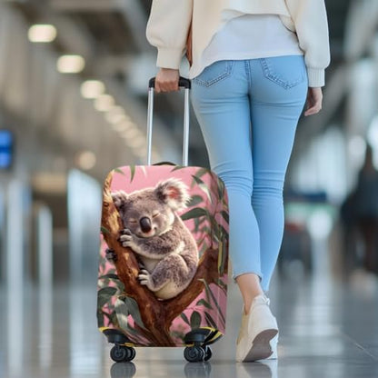MAYJOYDIY Koala Luggage Cover Funny Koala Leaves Elastic Baggage Covers Cute Animal Dust-Proof Suitcase Sleeve Anti-Scratch Washable Suitcase Protector L Fit 26-28 Inch Luggage - color: Koala