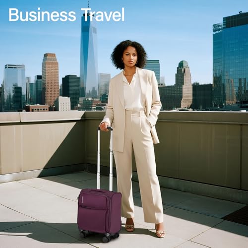 Hanke Underseat Carry On Luggage with Wheels, Small Suitcase, Rolling Bag - color: Purple, size: 16 Inch Underseat