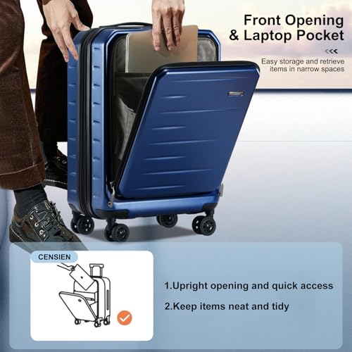 CENSIEN Expandable Luggage Sets, 20 Inch Carry On Luggage 28 Inch Suitcases - color: Navy Blue, size: 20/28 Inch EXT