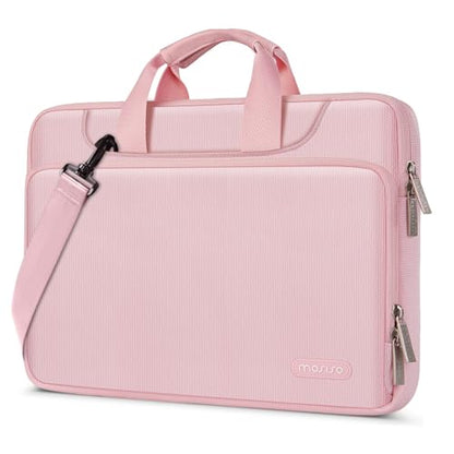 MOSISO 360 Protective Laptop Bag 13.3 inch, 13-14 inch Computer Bag | Compatible with MacBook Air 13 inch/Pro 13 /Pro 14, HP,Dell,Notebook, Laptop Carrying Case with Strap&Handle, Pink - color: Pink, size: 13.3 inch