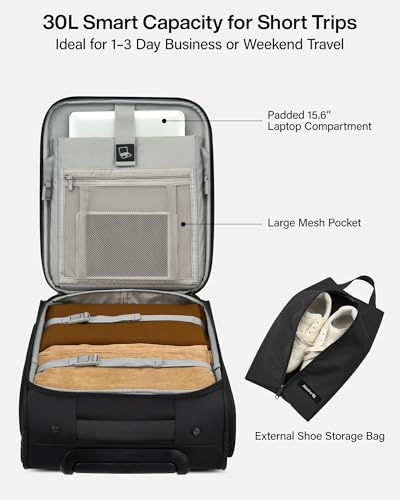 Hanke Underseat Carry On Luggage with Wheels, 17 Inch Rolling Bag, Black - color: Black, size: 17 Inch Underseat Plus