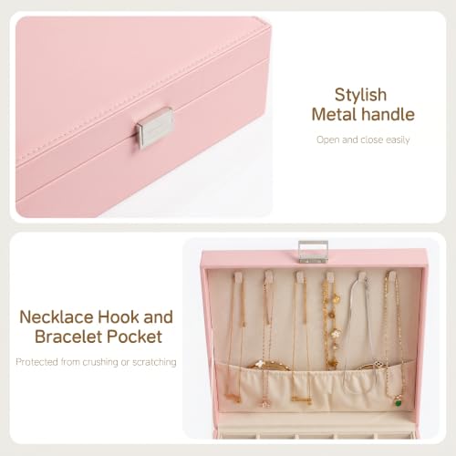 Frebeauty 50 Grid Earring Holder Organizer,2 Layer Jewelry Box for Women - color: Pink