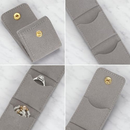 KUKUVR Mini Travel Jewelry Organizer Bag (Grey) - color: Grey